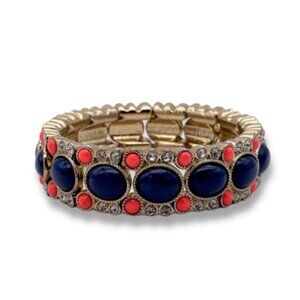 J. Crew Women's purple Crystal Stone Inlay Rhinestone Bracelet Gold Tone stretch